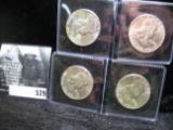 (2) 1961D & (2) 1963D Franklin Half Dollars. BU.