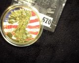 2018 Replica of a Silver Eagle with American (obv.) & (rev.) Confederate Flags. Gold-plated.