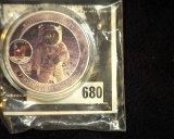 Astronaut Apollo 11 Coming Down Ladder Tribute Coin in capsule.