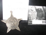 1837 Star-shaped Medal with loop GRAND LODGE of VIRGINIA I.O.O.F.