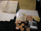 Collection of World War II Ration Coupons and memorabilia & ten old Indian Head Cents dating back to