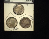 1929, 47 D, & 51 P Silver U.S. Dimes.
