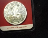 Stack's Bowers Galleries One Ounce Silver Medallion in blast pack holder.