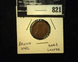 1929 P Lincoln Cent, Brown UNC, Good luster.