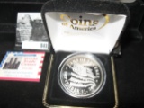 One Ounce .999 Fine Silver World Trade Center Medallion in a felt-lined box.