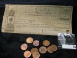 January 5th, 1887 Promissory Note signed by G.J. Bradley; & (10) Old Indian Cents dating back to 189