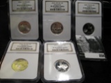 2004 S Silver Five-piece Statehood Quarter Set, all NGC slabbed MS 69 Ultra Cameo. Iowa, Wisconsin,