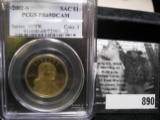 2002 S Sacagawea Dollar, PCGS slabbed PR69DCAM. Cracked case.