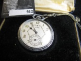 Men's Open-faced ILLINOIS WATCH CO Pocket Watch in original box marked ILLINOIS. Complete with watch