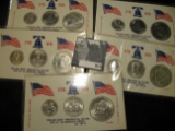 (5) Three-piece Sets 1776-1976 U.S. Bicentennial Quarter, Half, & Dollar Coins.