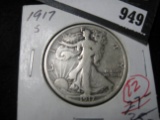 1917S Walking Liberty Half Dollar Fine.