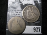 1856 AG & 1858 VG Liberty Seated Quarters.