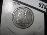 1858 Liberty Seated Quarter VF Cleaned.