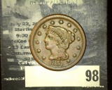1857 U.S. Large Cent, a very hard to find date in this grade, VF+.