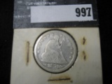 1874 Arrows Seated Liberty Quarter G.