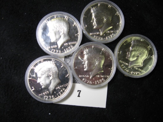 (5) 1976S Silver Proof Kennedy Ha;f Dollars. Proof in Original Capsuls.