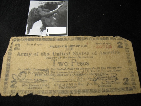 Two Pesos Military Script of 1943 "Army of the United States of America", serial no. 34055.