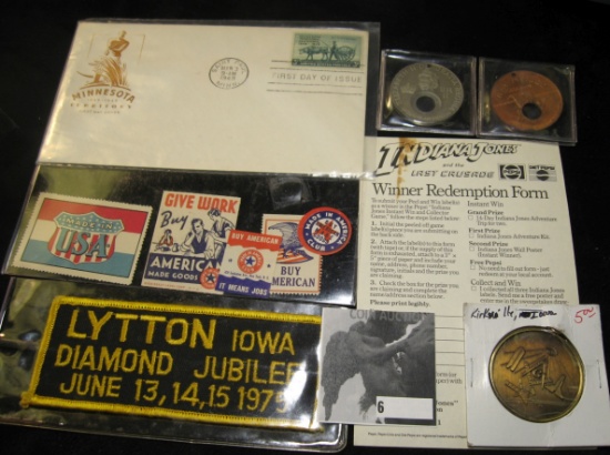 Embroidered Patch "Lytton Iowa Diamond Jubilee June 13, 14, 15 1975"; (5) different WW II Seals Prom