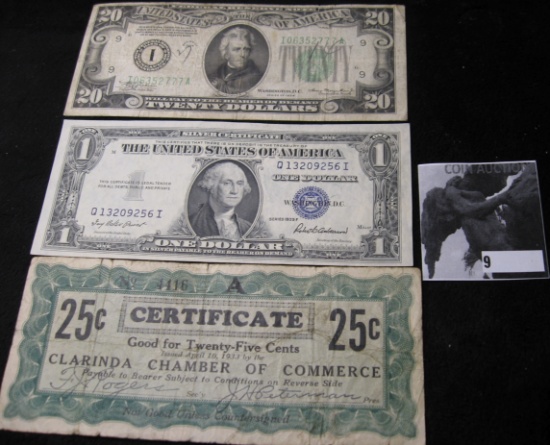 Series 1934 $20 Federal Reserve Note I-Minneapolis, signed Julian & Morgenthau, micro plate reverse