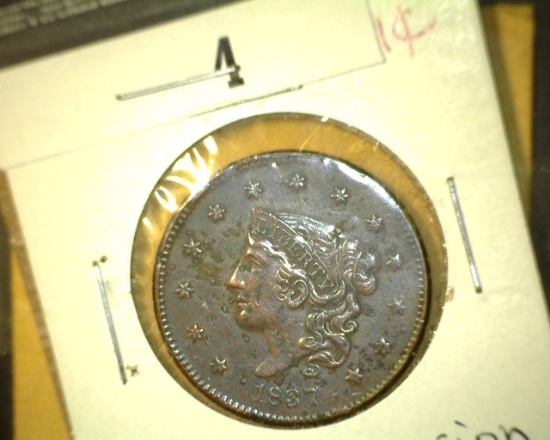 1837 U.S. Large Cent, VF with corrosion.