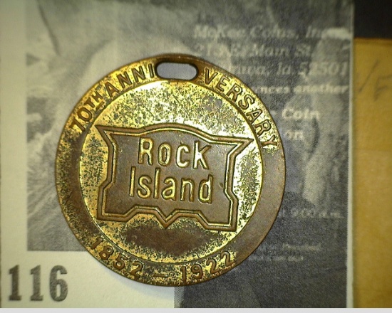 1852-1922 70th. Aniversary Rock Island Watch Fob
