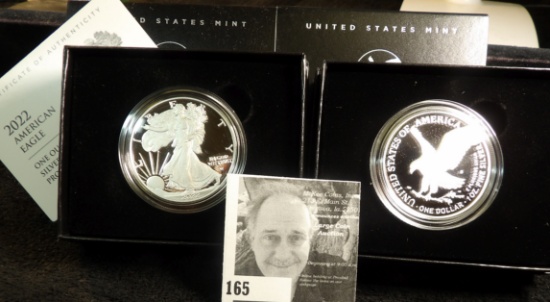 (2) 2022 W American Eagle One Ounce .999 Silver Proofs in original boxes of issue with C.O.A.