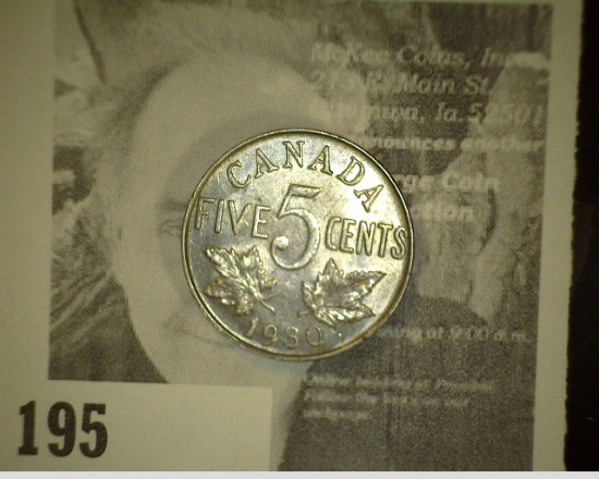 1930 High Grade Canada King George V Nickel.