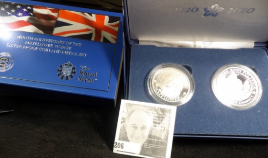 U.S. Mint/The Royal Mint 1620-2020 400th Anniversary of the Mayflower Voyage Silver Proof Coin and M
