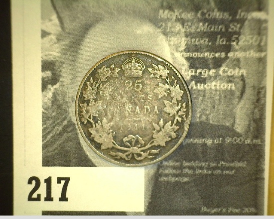 1911 Canada Sterling Silver Quarter.