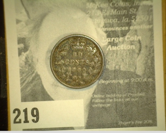 1880H Canada Silver Dime. Queen Victoria Variety 2