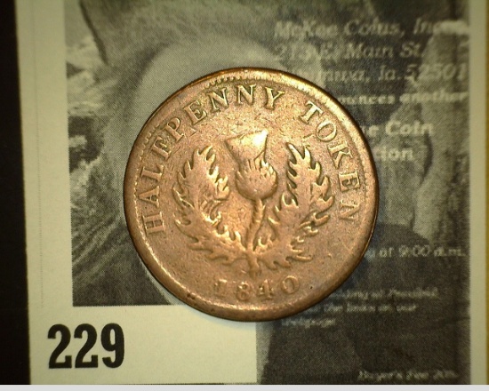 1840 Province of Nova Scotia Half-Penny Token, 300,000 minted.