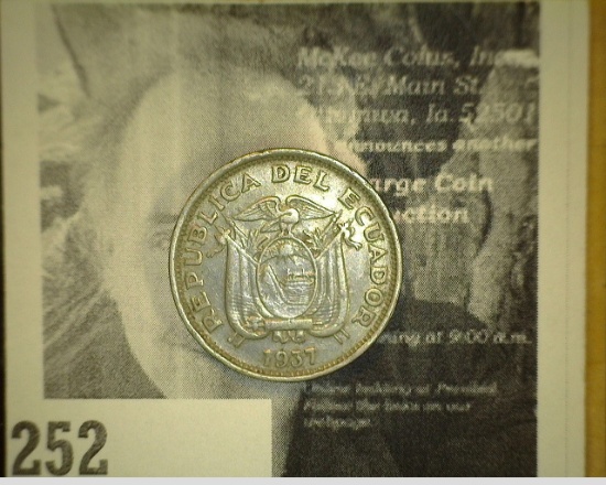 1937 Ecuador 20 Centavos, KM # 77.1 High grade.