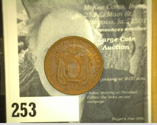 1928 Ecuador One Centavos, Red-brown Uncirculated.