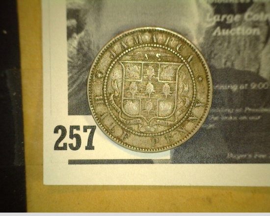 1871 Jamaica Half Penny, VF.