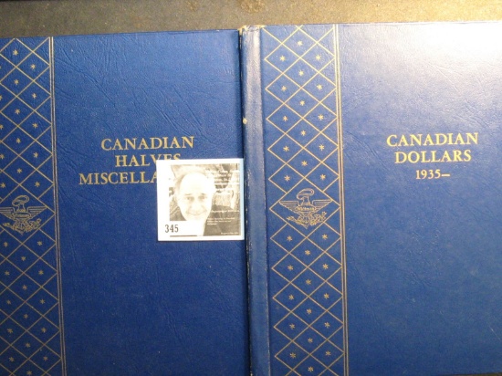 (2) Whitman Coin Albums Canadian Halves Miscellaneous and Canadian Dollars 1935-Used.