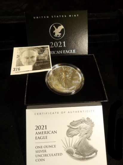 2021 West Point One Ounce Silver Uncirculated Coin in original box of issue.