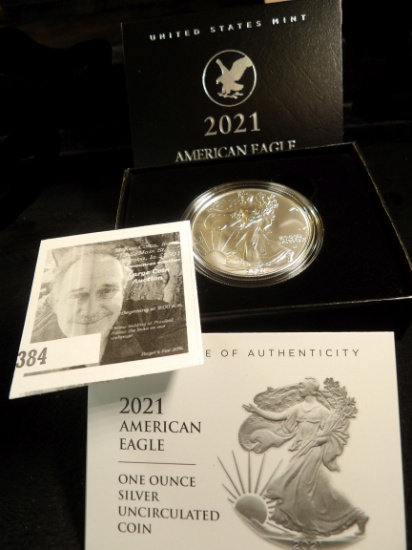 2021 West Point One Ounce Silver Uncirculated Coin in original box of issue.