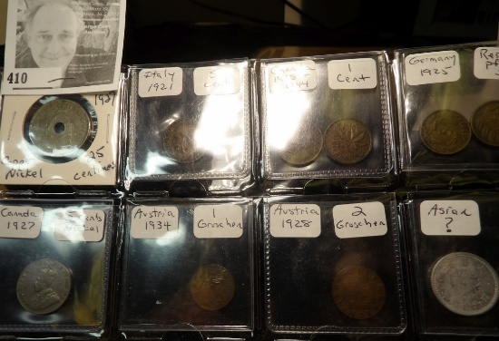 Misc group includes Belguim 1927 25 centimes, 1921 Italy 5 cents, Germany 1925 Five pfennig, couple