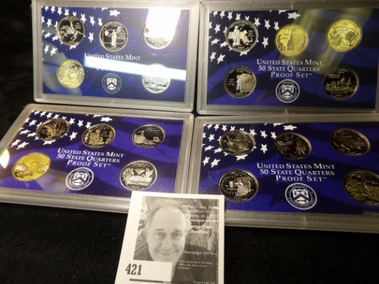 1999 S, 2000 S, 2002 S, & 2003 S Proof Clad Quarter Sets. All in government plastic cases. No boxes.