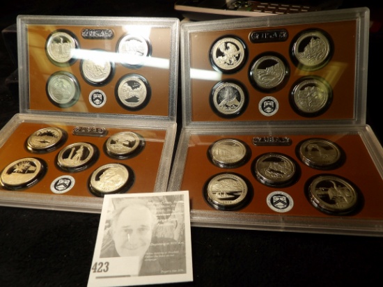 2011 S, 2012 S, 2013 S, & 2014 S Proof Clad Quarter Sets. All in government plastic cases. No boxes.