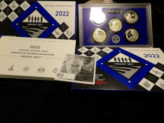 (2) 2022 S U.S. Mint American Women Quarters Proof Sets in original boxes as issued.