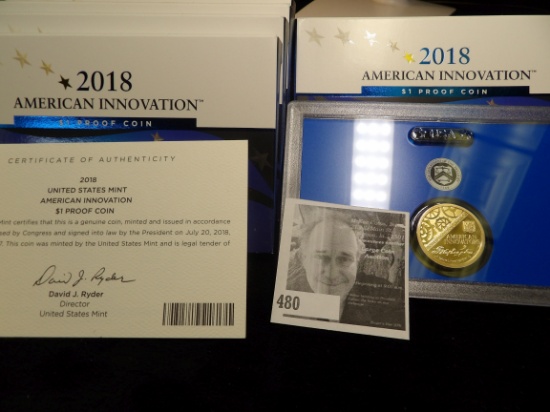 (5) 2018 S American Innovation $1 Proof Coins in original packets.