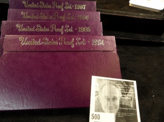 1984 S, 85 S, 86 S, & 87 S U.S. Proof Sets in their original boxes of issue.