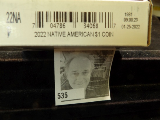2022 P Native American $1 Original BU Roll in original unopened box of issue. ($25 face)