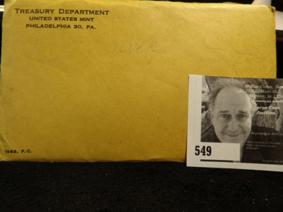 1963 Unopened U.S. Silver Proof Set in original envelope.
