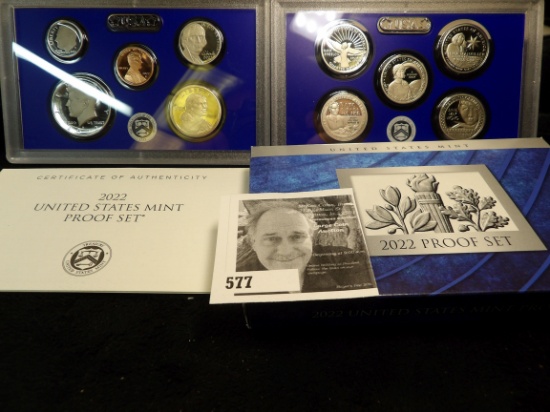 2022 S 10-piece U.S. Mint Proof Set in original box of issue.