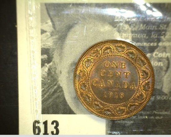 1918 George V Canada Large Cent, Red-Brown MS65.
