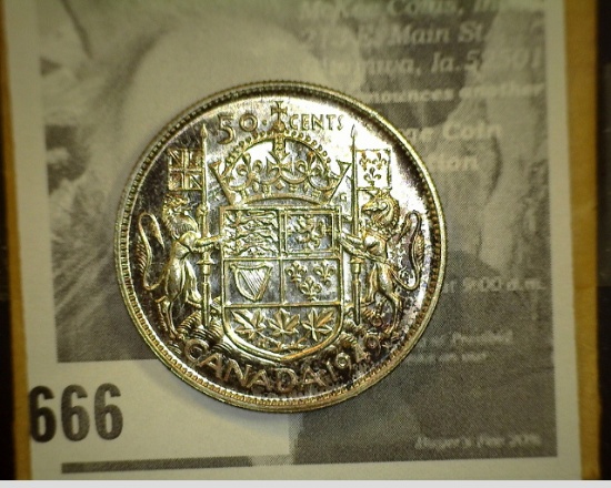 1949 King George VI Canada Silver Half Dollar, Reverse variety: "14" Round back "9"-"49" Far. High "
