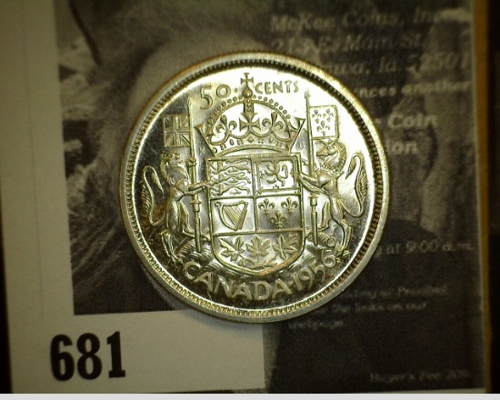 1956 Elizabeth II Canada Silver Half Dollar, Gem BU