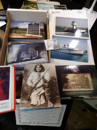 Approximately 600 Old Post Cards in a Postal Card box. Most are in excellent condition. Some Alaska